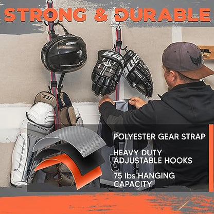 UTTY Multipurpose Portable Hanging Rack - Durable Hockey Gear Drying Rack & Sports Equipment Organizer - 6 Durable Adjustable Hooks, Support Light to Heavy Weight for Home, Travel & Outdoor Use