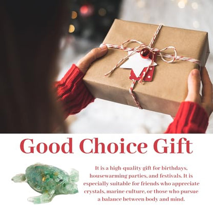 Crystal Turtle Figurine, Handmade Resin Sea Turtle Statue, 1 Piece, for Home, Office, Desk, Shelf, Fish Tank or Meditation Space (Green Aventurine) - color: Green Aventurine