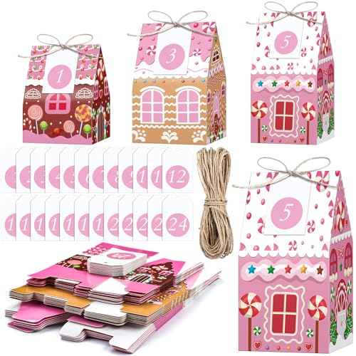 Woanger 24 Advent Calendar Boxes Gingerbread Christmas party, Candy Style - style: Candy Style