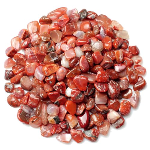 Decorative Stones, 1 Lb/460g (Fill 0.9 Cup) Natural Red Agate Pebbles Irregular Crystal Rock Gravel for Aquarium Turtle Tank Decoration/Succulent Plant Landscape/Flowerpot Vase Ornament - color: Red, size: 1 Pound