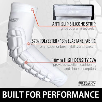 Frelaxy Elbow Pads, Padded Arm Sleeves for Volleyball and Football, 2 Pack - color: White, size: Small