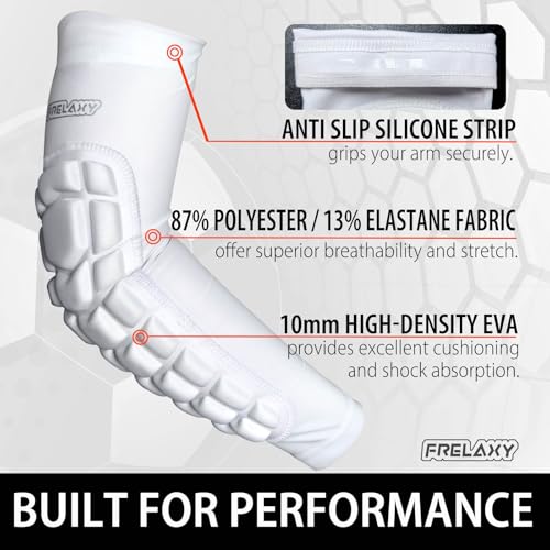 Frelaxy Elbow Pads, Padded Arm Sleeves for Volleyball and Football, 2 Pack - color: White, size: X-Large