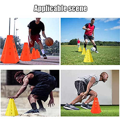 Agility Training Cone Plastic Sports Cone Set Adjustable Height Agile Cone, 6 Training Cones and 6 Marking Rods