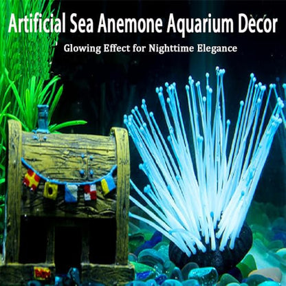 Fish Tank Decorations, Artificial Sea Anemone Aquarium Décor for Fish Tank, Silicone Coral Plant with Glowing Effect, Vivid Aquarium Plants for Betta Fish Tank Accessories Underwater