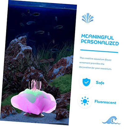 TOYANDONA Silicone Luminous Coral Adornment for Aquarium Soft Glow Purple Artificial Aquatic Plant Decoration Fish Tank Safe Lifelike Water Plant Ornament for Natural Aquarium Landscaping
