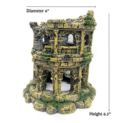M2cbridge Antique Roman Column Ruins European Castle Aquarium Decorations Fish Tank Hideout Rocks (Roman Column Round) - color: Roman Column Round