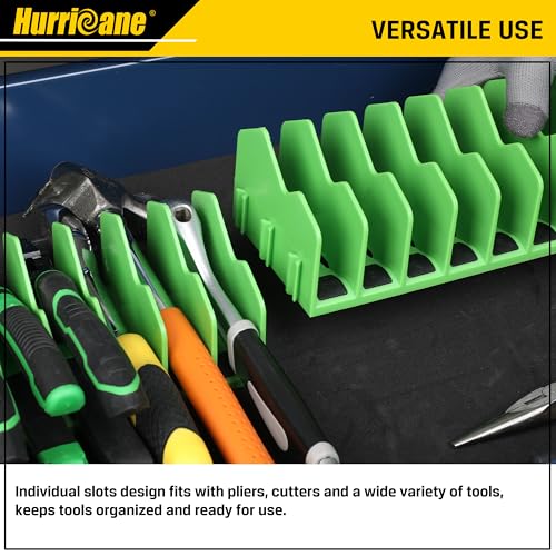 HURRICANE Plier Organizer Rack, 10-Slot Pliers Rack with Non-Slip Rubber Base, Tool Organizer, Tool Drawer Toolbox Storage, Green, Extendable Design, Fit 3” H, 1 Pack - color: green