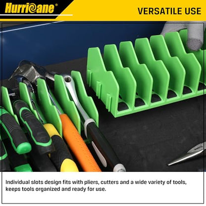 HURRICANE Plier Organizer Rack, 10-Slot Pliers Rack with Non-Slip Rubber Base, Tool Organizer, Tool Drawer Toolbox Storage, Green, Extendable Design, Fit 3” H, 1 Pack - color: green