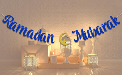 Ramadan Mubarak Banner - Ramadan Decorations - Eid Decorations Blue - size: Blue Ramadan Mubarak