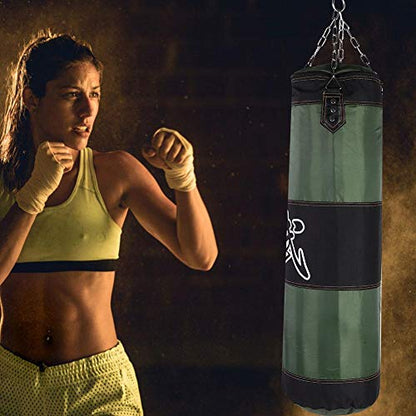 Unfilled Punching Bag, Boxing Set with Ceiling Hook Steel Chain Hand Wraps for Home Gym Muay Thai, MMA, Taekwondo Martial Arts Training