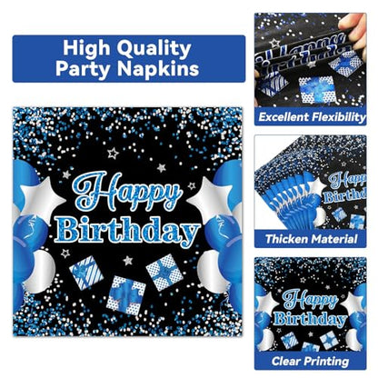 Qyeahkj 100 Pcs 10th Birthday Decorations for Boys Official Teen 10th Supplies Plate Napkin Forks Set Disposable Blue 10th Birthday Tableware Paper Plates Dinnerware for Kids Teenager Favors Serve 25 - style: 10th Birthday