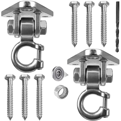 2-Pack Stainless Steel Heavy Duty Swing Hanger - 180° Silent Swivel,1000LB Capacity, for Hammock Chair, Porch Swing, Punching Bag, Yoga Swing, Rust-Proof 304 Steel, Easy Install Kit - size: 2 Pack