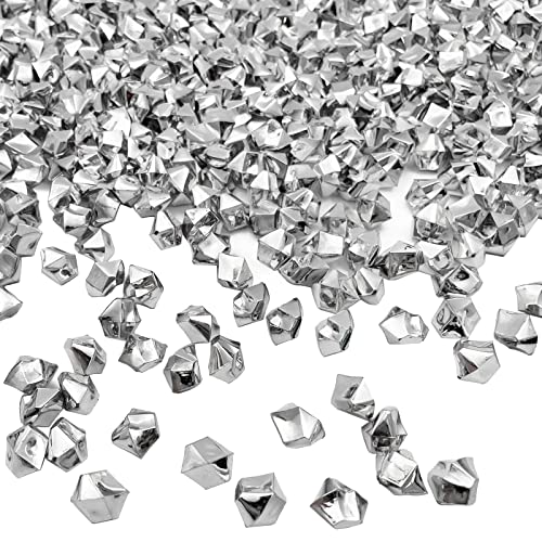 Fake Crushed Ice Cubes, Vase Fillers, 11 * 14 mm 650 pcs Reusable Fake Ice Cubes Artificial Acrylic Crystal Cubes for Wedding Decor Gold - color: Silver-11*14mm-650pcs