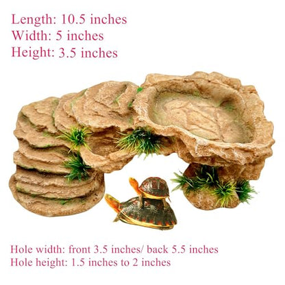 M2cbridge Reptile Hide Resting Step Ledge Cave Hideout Turtle Basking Platform – Great for Reptiles, Amphibians, and Fish (Sandy Brown) - style: Sandy Brown