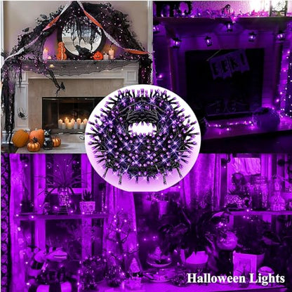 33ft Black Wire 100 LED Purple Fairy String Lights for Glow Halloween Party - color: Purple, size: 1 Pack(33 Ft Black Wire)