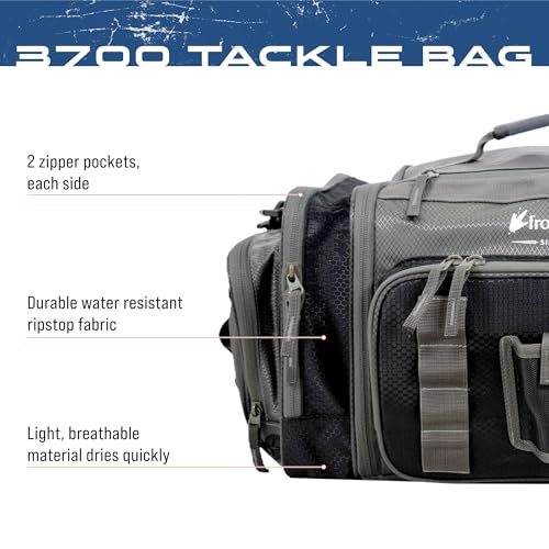 FROGG TOGGS Heavy Duty Fishing Tackle Duffle Bag, Includes Bait Trays, Black, 3700 - color: Black, style: 3700