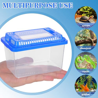 DOITOOL Portable Turtle Aquarium with Lid Small Travel Fish Tank Sturdy Plastic Reptile Carrier Box for Turtles and Aquatic Pets Home Use Terrarium