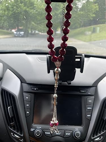 TAS B Tasbih Prayer Beads 33 Pink Tiger Eye Stone (33 Beads - 10 mm) - Masbaha Muslim Rosary - Zikr, Dhikr Subha - Chapelet - Tasbeeh - Islamic Gifts for Women - Handmade Sibha - Eid Gifts