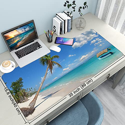 Desk Mat Pad,Large XXL Extended Mouse Pad Mat for Desktop Keyboard | 35''×15.6'' XXL Extended Gaming Mouse Pad with Non-slip Base Desk Matt Mousepad for Computer,Office,Keyboard and Laptop - color: C2-Palm Sea