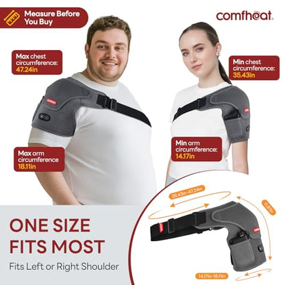 Cordless Shoulder Heating Pad with Massager, Heated Shoulder Brace | Rotator Cuff Frozen Shoulder Pain Relief Heat Wrap, 5000mAh Battery Powered 1-3H Hot Compress for Men & Women