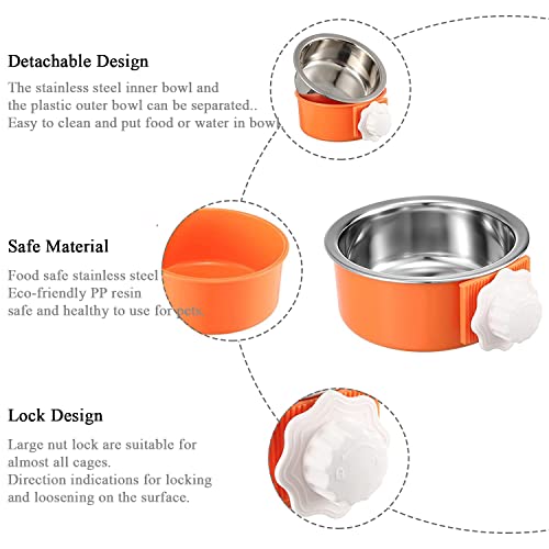 Dog Crate Bowl, Hanging Stainless Steel Removable Pet Crate Water & Food Bowls, Pet Cage Feeder Container Coop Cup for Cat Puppy Birds Rats Guinea Pigs Rabbit Hamster (2PCS) - color: (Round) Green/Blue
