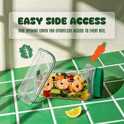 2-Pack Salad Pod Portable Salad Jar with Leakproof Dressing Container, Meal Prep, Food Storage Container for Office, Work, Travel, Picnic, Gym and Outdoor Use - size: 2000 ml (Pack of 2)