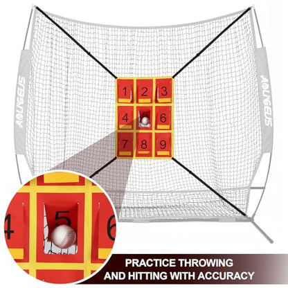 Adjustable Strike Zone Target,Numbered Pitching Pad for Baseball | Baseball Softball Target with Adjustable Straps, Practice Throwing and Hitting Accuracy Target for 6x6 7x7 8x8 Ft Nets - style: Yellow