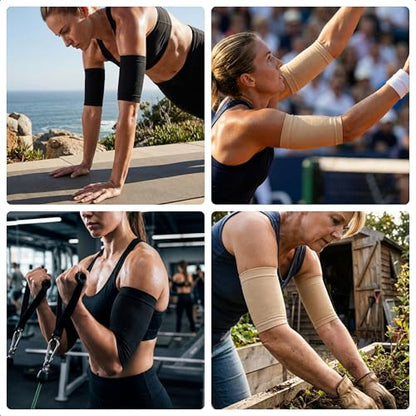 WILLBOND 4 Pairs Slimming Arm Shaper Sleeve for Women Men Upper Flabby Arm Sleeve for Slimming Sun Protection Tattoo Cover up - color: Black