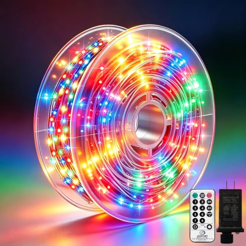 Outdoor String Lights 197ft 1000 LED Multicolor Silver Copper Wire Fairy Lights with Remote Listed Plug-in Christmas Lights 8 Modes Low Voltage Twinkle Lights for Garden Patio Yard Tree Wedding Party - color: Multicolor, size: Silver Wire 1000LED 196FT