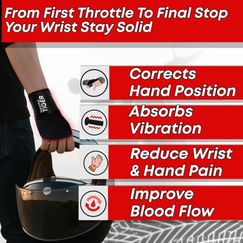 ® Motorcycle Wrist Brace Adjustable Wrist Wraps for Bikers, Wrist Support Reduces Hand Pain and Absorbs Vibration, Enhancing Comfort and Stability (Large) - size: Large