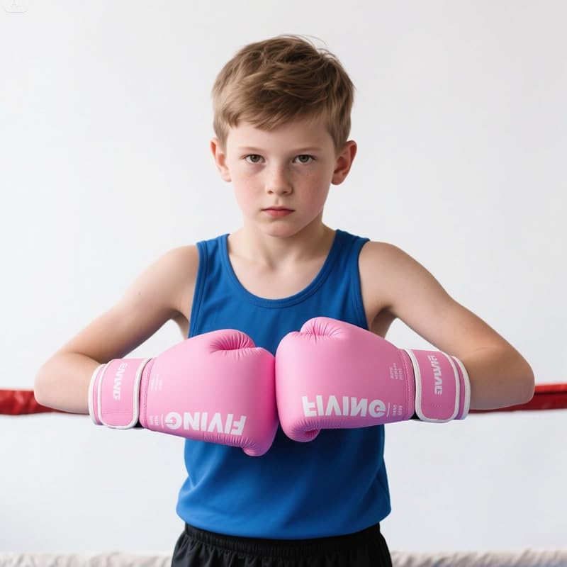 Kids Boxing Gloves, Youth Boxing Training Gloves for Kids Boys and Girls, 4oz & 6oz Fighting Gloves, Punching Bag Kickboxing Thai Mitts MMA Training Sparring Gloves - color: Pink, size: 6oz