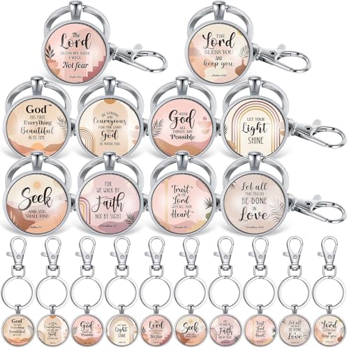 Sasylvia 20 Pack Christian Keychain Bible Verse Key Rings - style: Boho Style