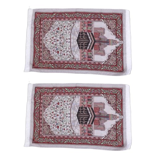 Rengue Soft Velvety Touch Prayer Rug Islamic Prayer Mat Portable Foldable with Elegant Tassels for Men Women Ramadan Eid Gift