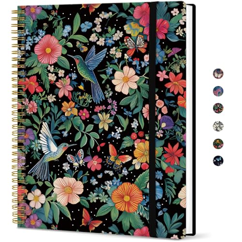 Taja Large Spiral Lined Journal for Women, 8.5" x 11" Notebooks for Work Collge Ruled, A4 Aesthetic Cute Journaling Notebooks for Writing, Plastic Cover, Hummingbird - color: D-Hummingbird