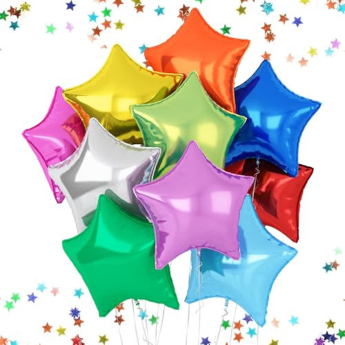 FEYG Star Foil Balloons, 10 pcs/Set, 18 Inches, Colorful, for Helium, Party Decorations, Birthday, Wedding, Graduation, Wide Occasions - color: Colorful
