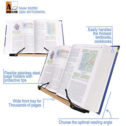 BS2500 Large 16x10.5 Portable Adjustable Foldable Bookstand Holder for Reading Hands Free Large Thick Heavy Textbooks Cookbooks Tablets - size: Large 16"x10.5"