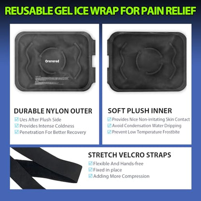 Ice Packs for Injuries Reusable, Knee Gel Ice Pack Wrap Pain Relief for Knee Replacement Surgery, Swelling, Meniscus Tear, ACL, Sports Injuries, Bruises and Arthritis, Elbow Ice Pack Black - color: Knee Ice Wrap-black