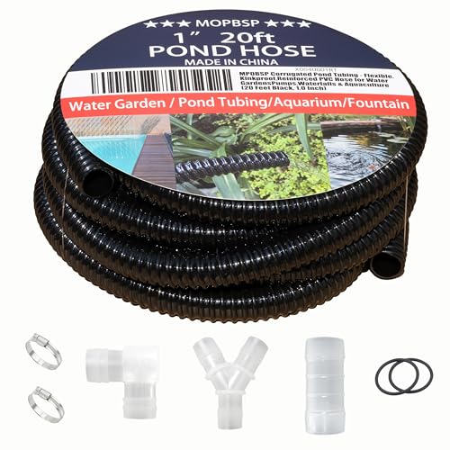 Corrugated Pond Tubing - Flexible, Kinkproof, Reinforced PVC Hose for Water Gardens, Pumps, Waterfalls & Aquaculture (20 Feet Black, 1.0 Inch) - color: 20 Feet Black, size: 1.0 Inch