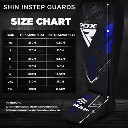 RDX IMMAF Approved Shin Guards, Competition Level Neoprene Shin Pads for Sparring and Grappling, MMA Kickboxing, Professional Shin Insteps Protection, Men Women - color: Blue, size: X-Small