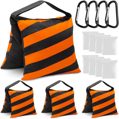 4 Packs Orange Sandbag Weight Bags for Light Photography Video Equipment | Heavy Duty Saddlebags for Backdrop Stand, Photo Tripod, Canopy, Pop up Tent, Umbrella Base, Fishing Chair, Picnic Table - color: Orange