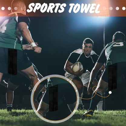 Buryeah 12 Pcs Football Field Towel Closed Loop Accessories Cotton Sports Sweat Towel with Hook and Loop Fastener for Football, Golf, Gym - color: Black