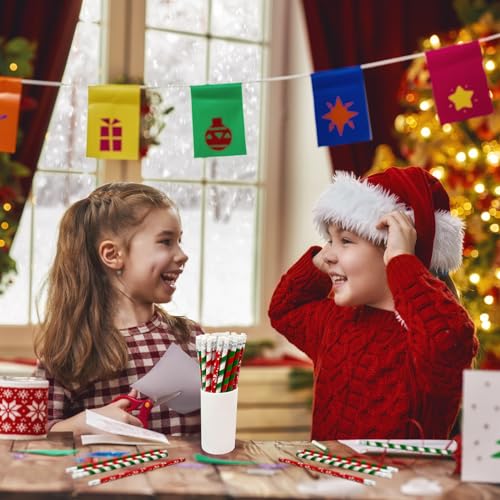 Cinrobiye 100 PCS Christmas Pencils Bulk,Christmas Candy Cane Writing Pencils with Eraser Xmas Stationery Pencil for Holiday School Party Favors Stocking Stuffers Classrooms Student Rewards - style: Pencils
