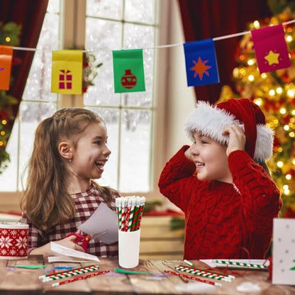 Cinrobiye 100 PCS Christmas Pencils Bulk,Christmas Candy Cane Writing Pencils with Eraser Xmas Stationery Pencil for Holiday School Party Favors Stocking Stuffers Classrooms Student Rewards - style: Pencils