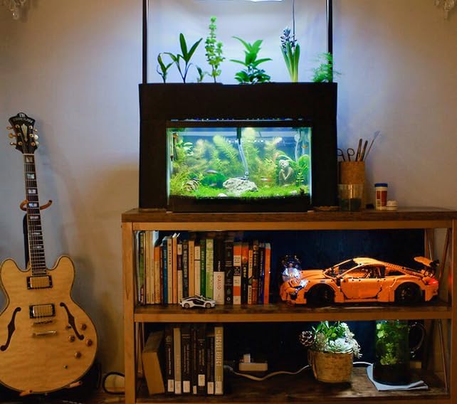 Aquaponics Garden, Self-Sustaining Desktop Aquarium Hydroponics Ecosystem Kit, fits Standard 10 Gallon Aquariums