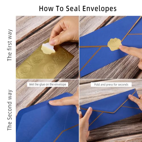 100 Pack #10 Business Envelopes with Gold Stickers, Blue - color: Blue