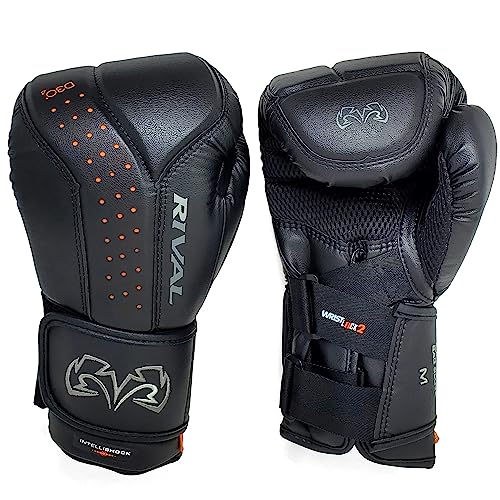 RIVAL Boxing RB10 Intelli-Shock Bag Gloves, Hook and Loop Closure - Ergonomic Fit, 1.25” of Closed Cell Foam for Intense Bag Use - color: Black, size: Large