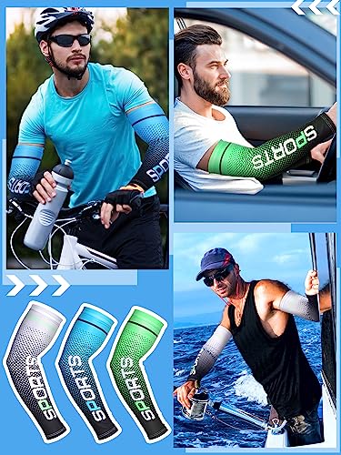 Tisancy 10 Pairs Sun Protection UV Arm Sleeves Cooling Anti Slip Compression Sleeves Sports Polyester Cycling Covers - size: Medium, style: Bright Style