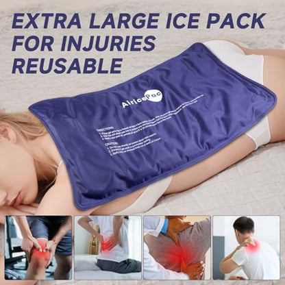 AiricePac Extra Large Gel Flexible Back Ice Packs for Injuries Reusable, 11”x 20” Cold Pack Wrap for Knee Leg Neck Shoulder Hip Back Pain Relief, Cold Compress Therapy for Swelling, Bruises, Surgery - style: XXL 1 PACK