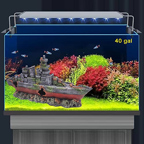 Ulifery Aquarium Shipwreck Sunken Pirate Ship, Submarine Fish Tank Decorations Resin Battleship for Betta Extra Large XL for 55-75 Gallon Tank