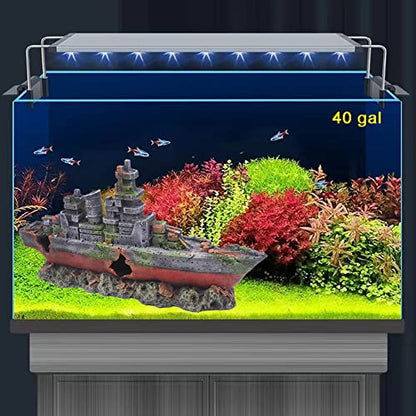 Ulifery Aquarium Shipwreck Sunken Pirate Ship, Submarine Fish Tank Decorations Resin Battleship for Betta Extra Large XL for 55-75 Gallon Tank